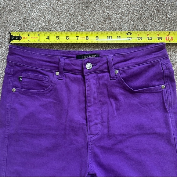 Judy Blue Violet Hi-Rise Tummy Control Purple Denim Shorts Womens Size XL Summer - Picture 16 of 16